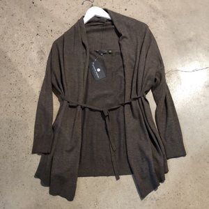 Vince. Marled Brown Tie-Front Cardigan